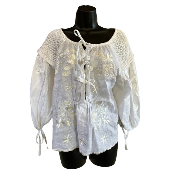 INNIKA CHOO - Oliver Daily Smock Top in White from 'The Night Garden' collection - Picture 1 of 5
